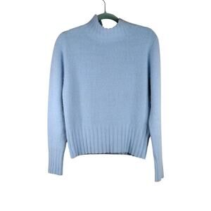 Light Blue Angora Rabbit Mock turtle neck Sweater